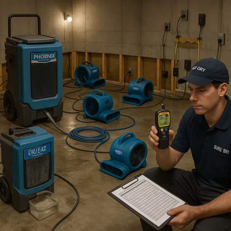 Structural Drying and Dehumidification process in Great Neck Gardens, NY